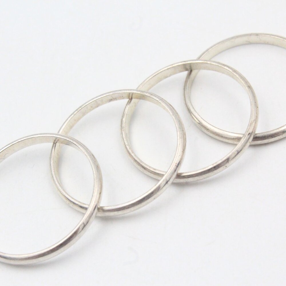 Vintage Sterling Silver Tested Stackable Four (4)… - image 5